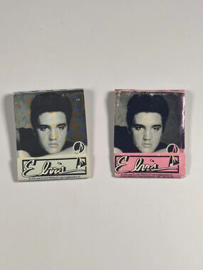 Lot of 2 Vintage 1990 Elvis Presley Cover Matchbooks Purple Blue Green New